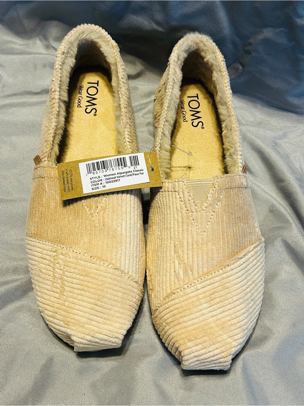 Toms Light Beige Corduroy Slip-On Alpargata